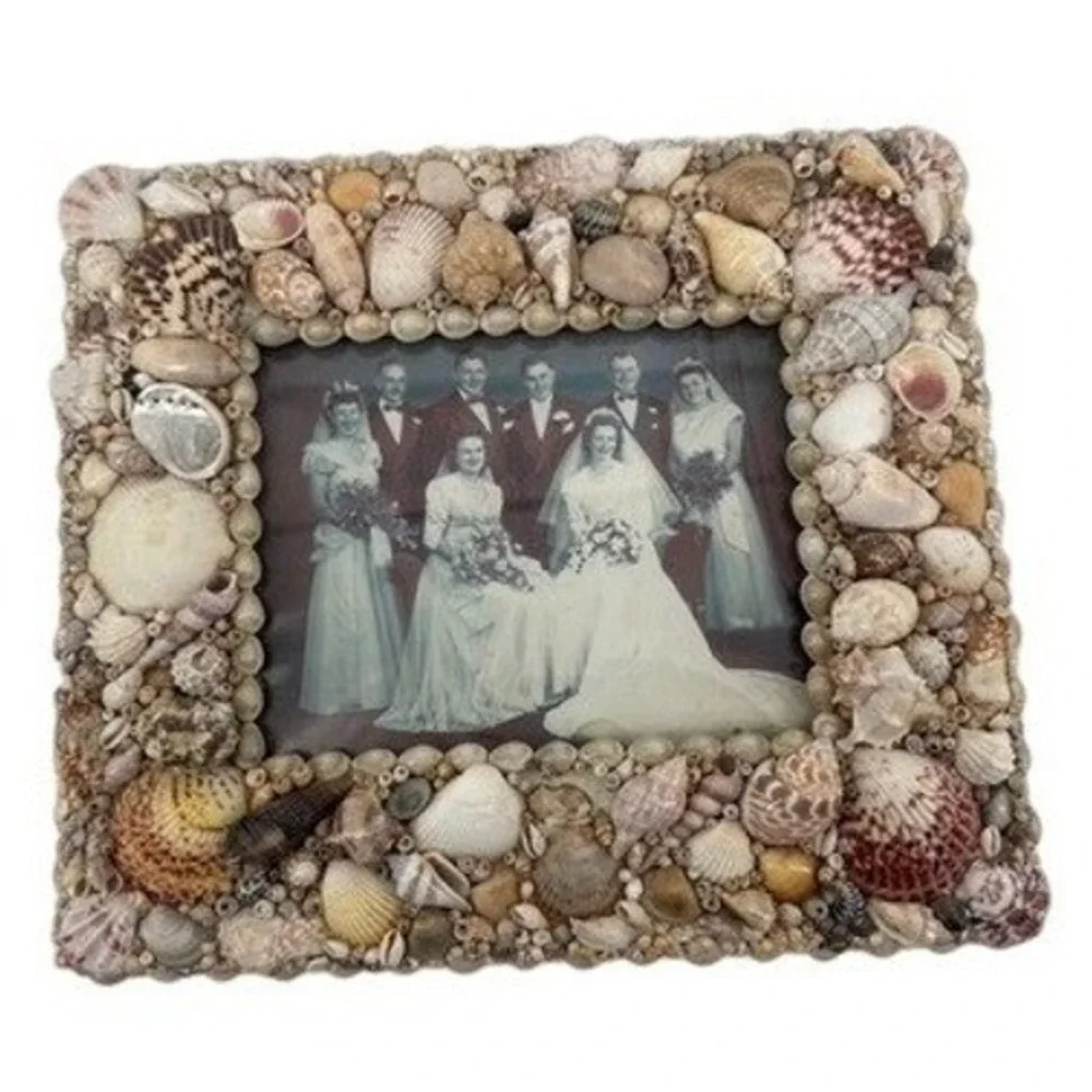 Seashell Picture Frame 16x13.5 OS Tan Nautical Coastal Mosaic Beach‎ Summer